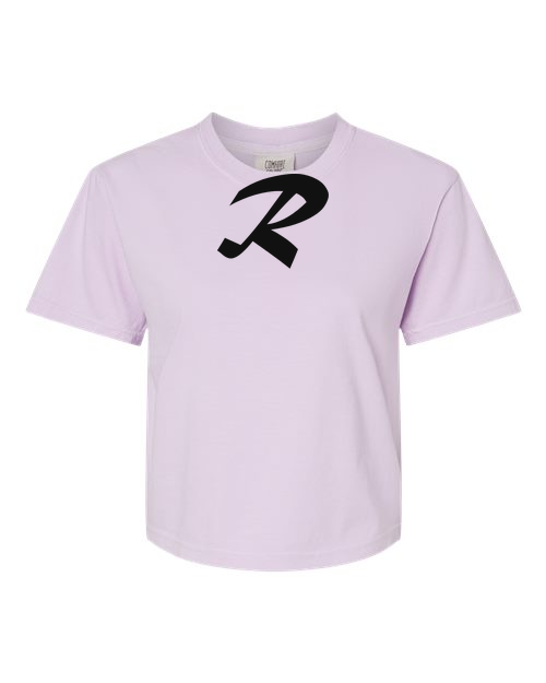 Alphabet R T-Shirt 9 inch calligraphy Black ink, Orchid