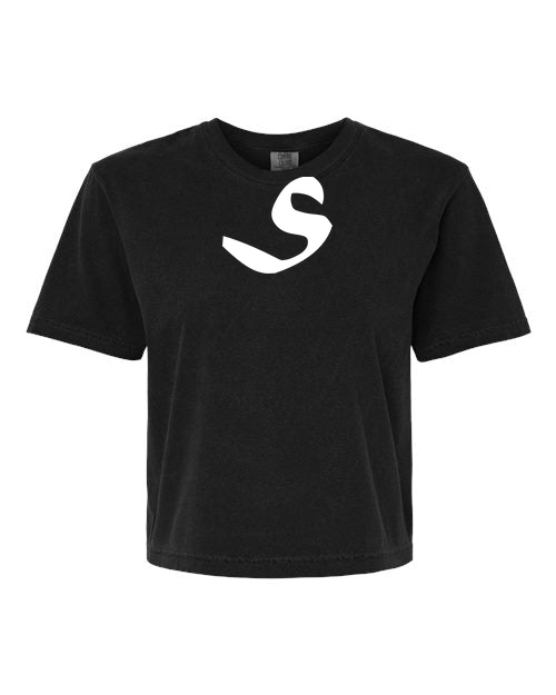 Alphabet S T-Shirt 9 inch calligraphy White ink, Black