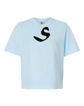Alphabet S T-Shirt 9 inch calligraphy Black ink, Chambray