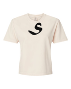 Alphabet S T-Shirt 9 inch calligraphy Black ink, Ivory