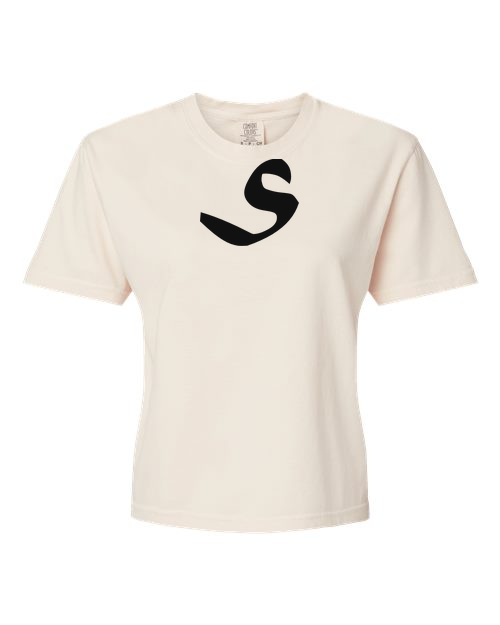 Alphabet S T-Shirt 9 inch calligraphy Black ink, Ivory