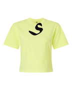 Alphabet S T-Shirt 9 inch calligraphy Black ink, Neon Lemon