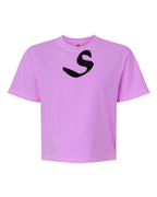 Alphabet S T-Shirt 9 inch calligraphy Black ink, Neon Violet