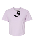 Alphabet S T-Shirt 9 inch calligraphy Black ink, Orchid