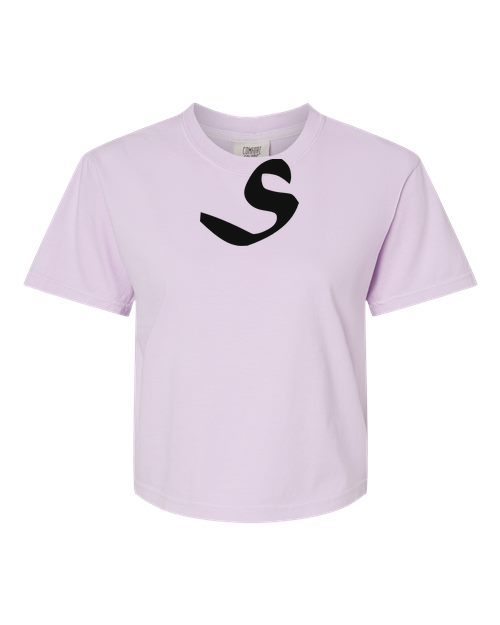 Alphabet S T-Shirt 9 inch calligraphy Black ink, Orchid