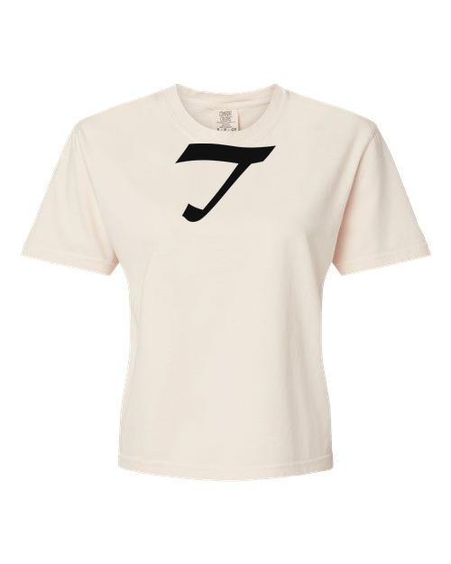 Alphabet T T-Shirt 9 inch calligraphy Black ink, Ivory