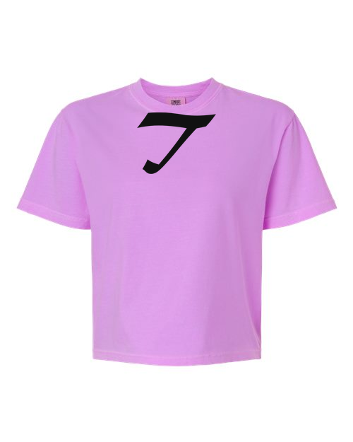 Alphabet T T-Shirt 9 inch calligraphy Black ink, Neon Violet
