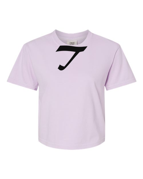 Alphabet T T-Shirt 9 inch calligraphy Black ink, Orchid