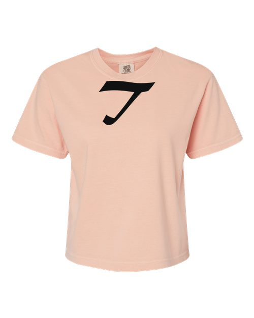 Alphabet T T-Shirt 9 inch calligraphy Black ink, Peachy