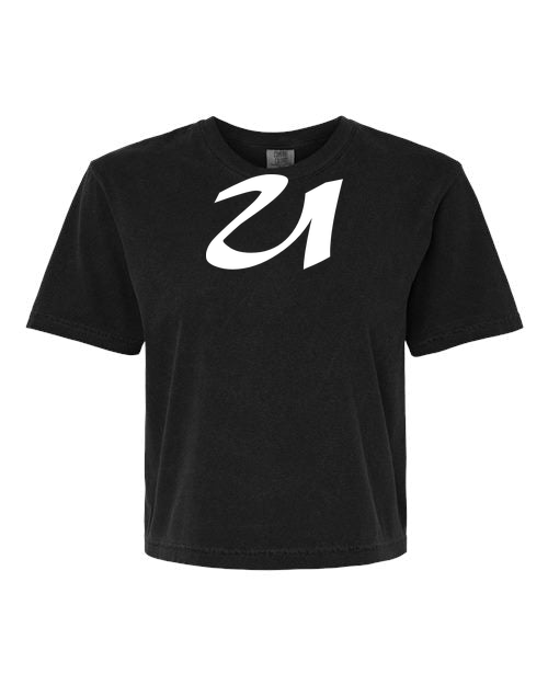 Alphabet U T-Shirt 9 inch calligraphy White ink, Black