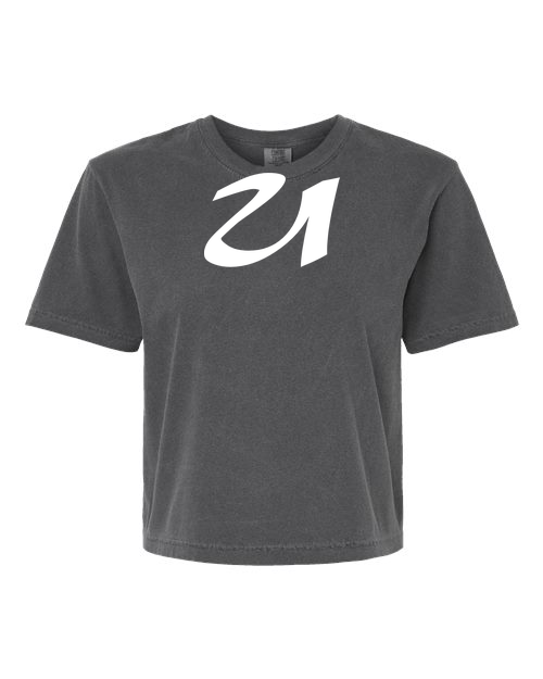 Alphabet U T-Shirt 9 inch calligraphy White ink, Pepper