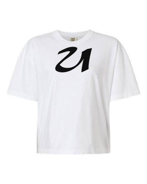Alphabet U T-Shirt 9 inch calligraphy Black ink, White