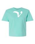 Alphabet V T-Shirt 9 inch calligraphy White ink, Chalky Mint