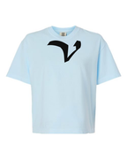 Alphabet V T-Shirt 9 inch calligraphy Black ink, Chambray