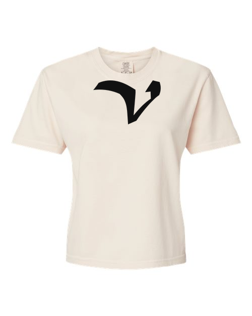 Alphabet V T-Shirt 9 inch calligraphy Black ink, Ivory