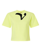 Alphabet V T-Shirt 9 inch calligraphy Black ink, Neon Lemon