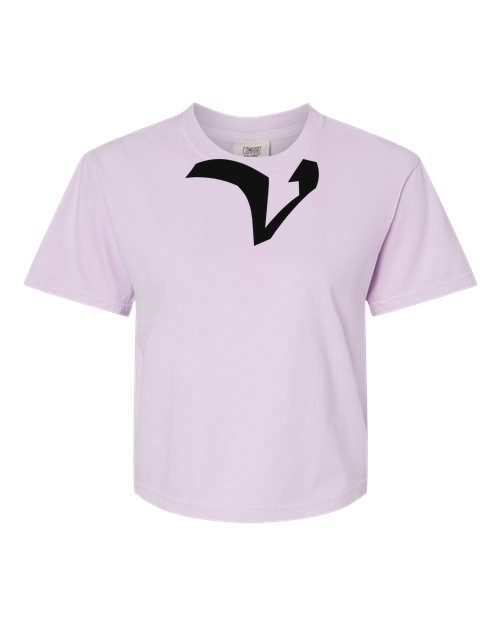 Alphabet V T-Shirt 9 inch calligraphy Black ink, Orchid