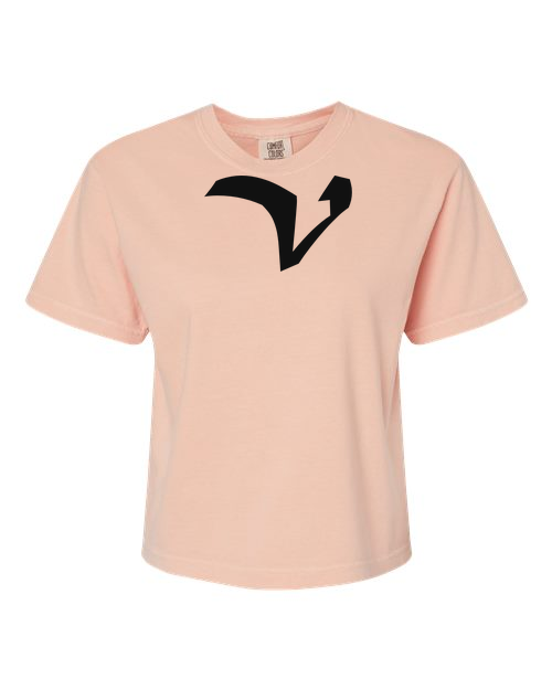 Alphabet V T-Shirt 9 inch calligraphy Black ink, Peachy