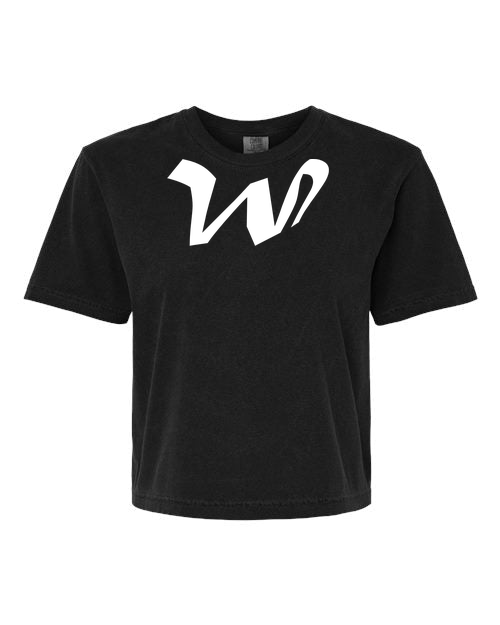 Alphabet W T-Shirt 9 inch calligraphy White ink, Black