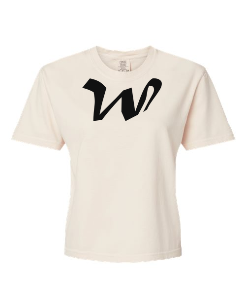 Alphabet W T-Shirt 9 inch calligraphy Black ink, Ivory