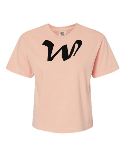 Alphabet W T-Shirt 9 inch calligraphy Black ink, Peachy