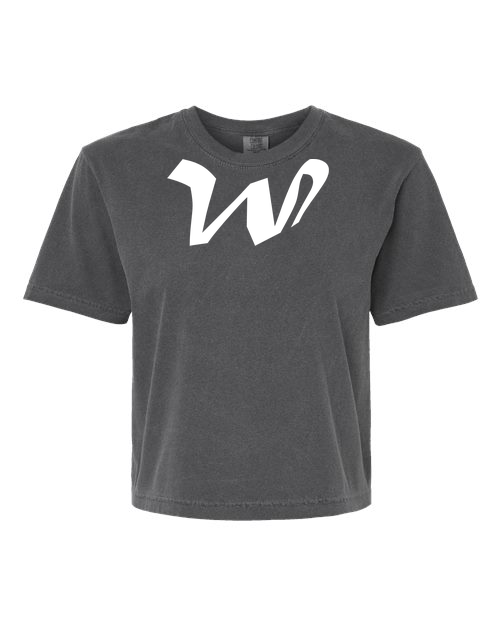 Alphabet W T-Shirt 9 inch calligraphy White ink, Pepper