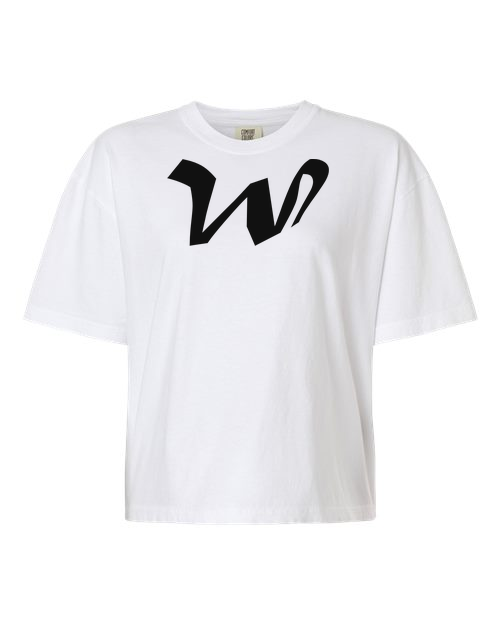 Alphabet W T-Shirt 9 inch calligraphy Black ink, White