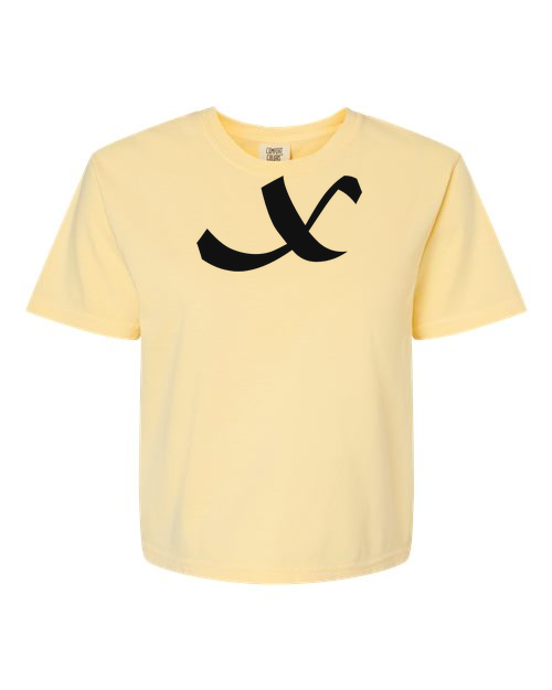 Alphabet X T-Shirt 9 inch calligraphy Black ink, Butter
