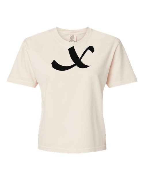 Alphabet X T-Shirt 9 inch calligraphy Black ink, Ivory