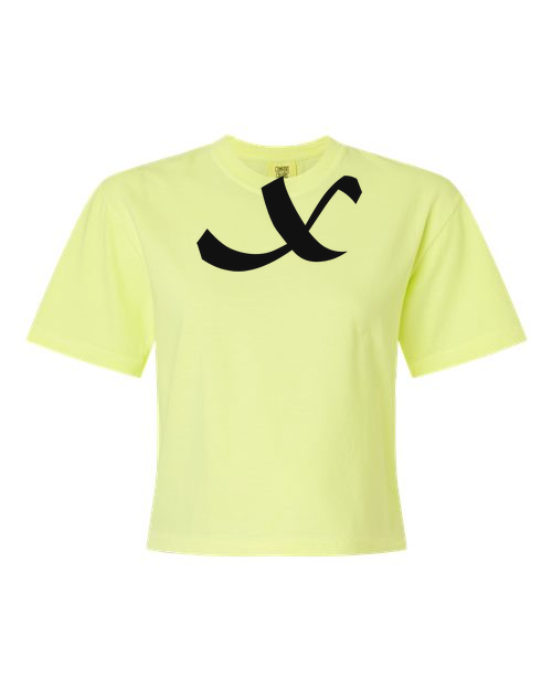 Alphabet X T-Shirt 9 inch calligraphy Black ink, Neon Lemon