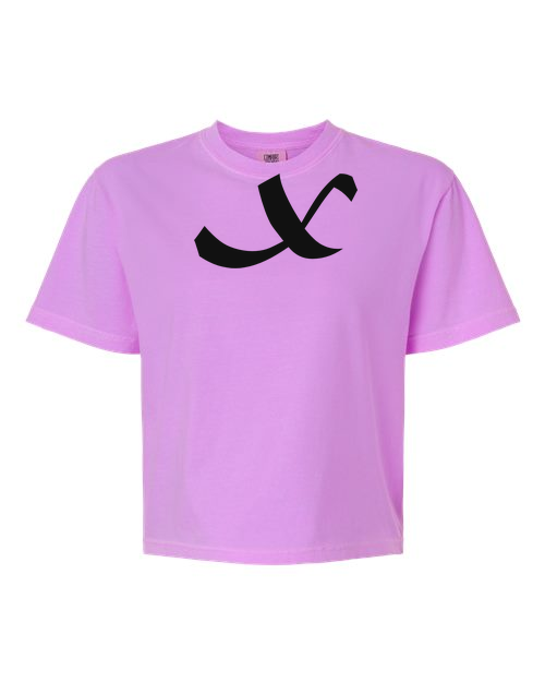 Alphabet X T-Shirt 9 inch calligraphy Black ink, Neon Violet
