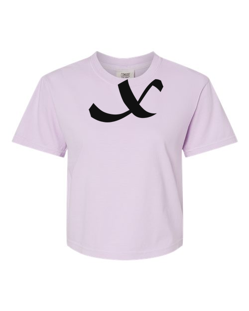 Alphabet X T-Shirt 9 inch calligraphy Black ink, Orchid