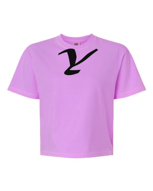 Alphabet Y T-Shirt 9 inch calligraphy Black ink, Neon Violet