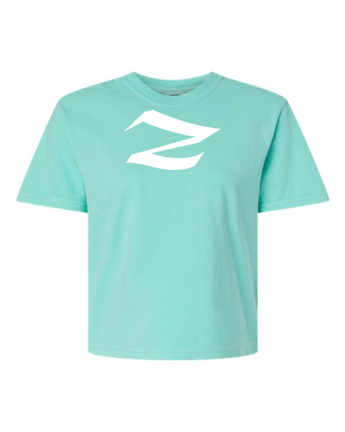 Alphabet Z T-Shirt 9 inch calligraphy White ink, Chalky Mint