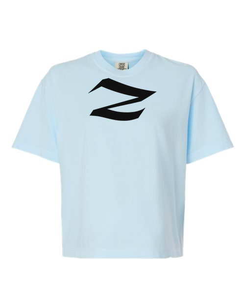 Alphabet Z T-Shirt 9 inch calligraphy Black ink, Chambray