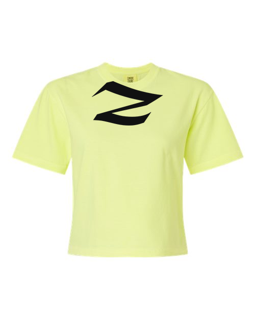 Alphabet Z T-Shirt 9 inch calligraphy Black ink, Neon Lemon