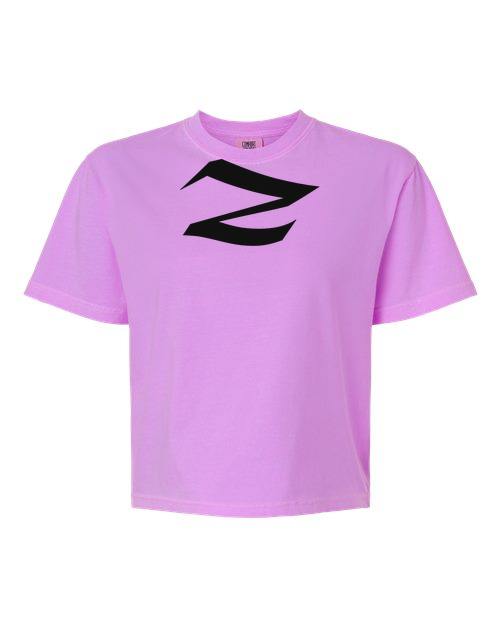 Alphabet Z T-Shirt 9 inch calligraphy Black ink, Neon Violet
