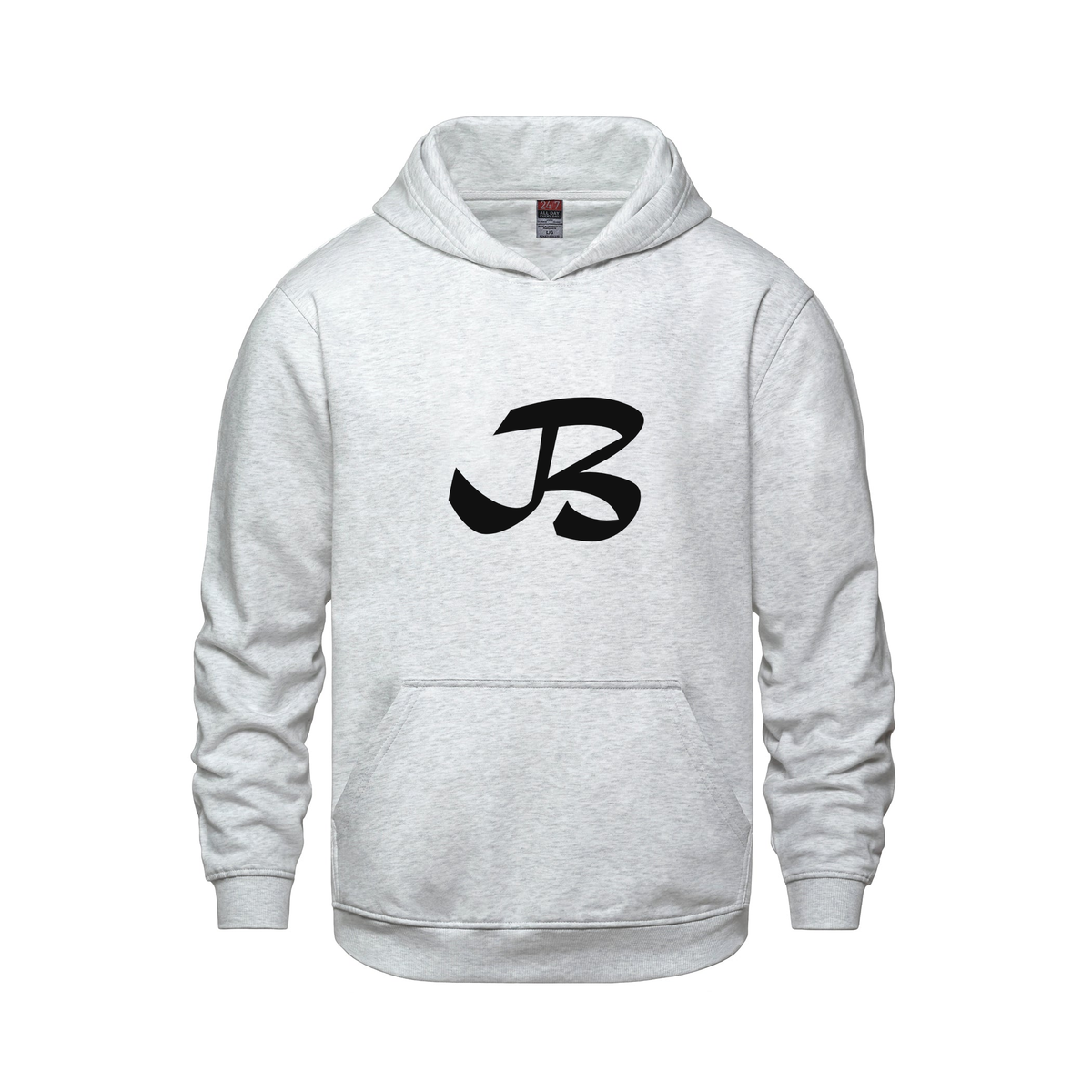 Alphabet B Hoodie 9 inch calligraphy Black ink, Ash