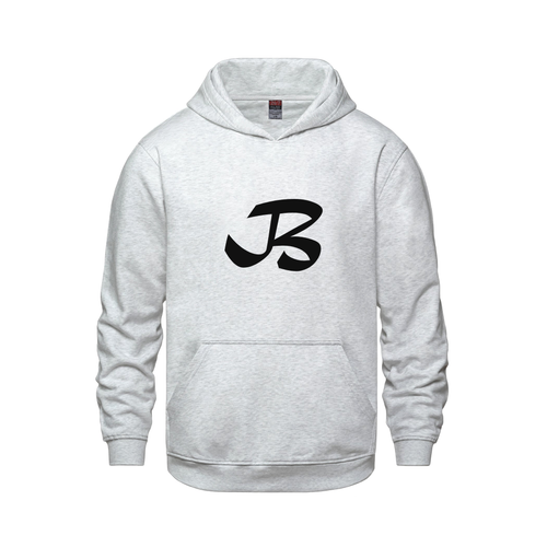 Alphabet B Hoodie 9 inch calligraphy Black ink, Ash