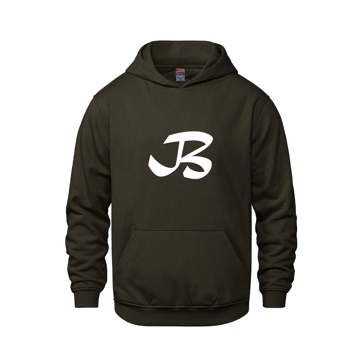 Alphabet B Hoodie 9 inch calligraphy White ink, Brown