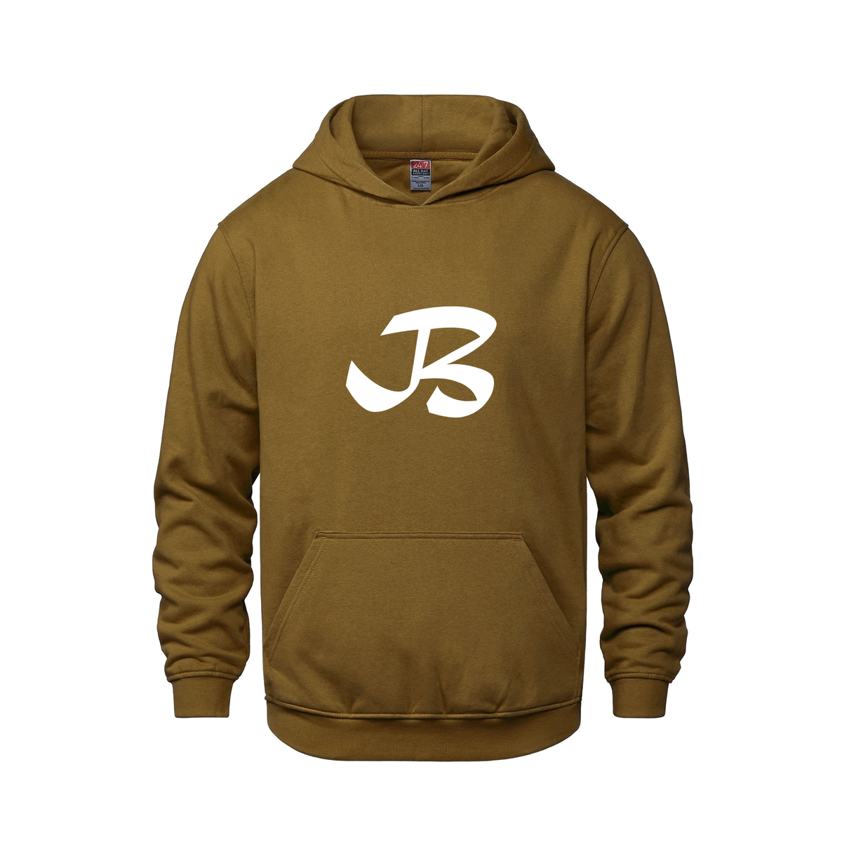Alphabet B Hoodie 9 inch calligraphy White ink, Caramel