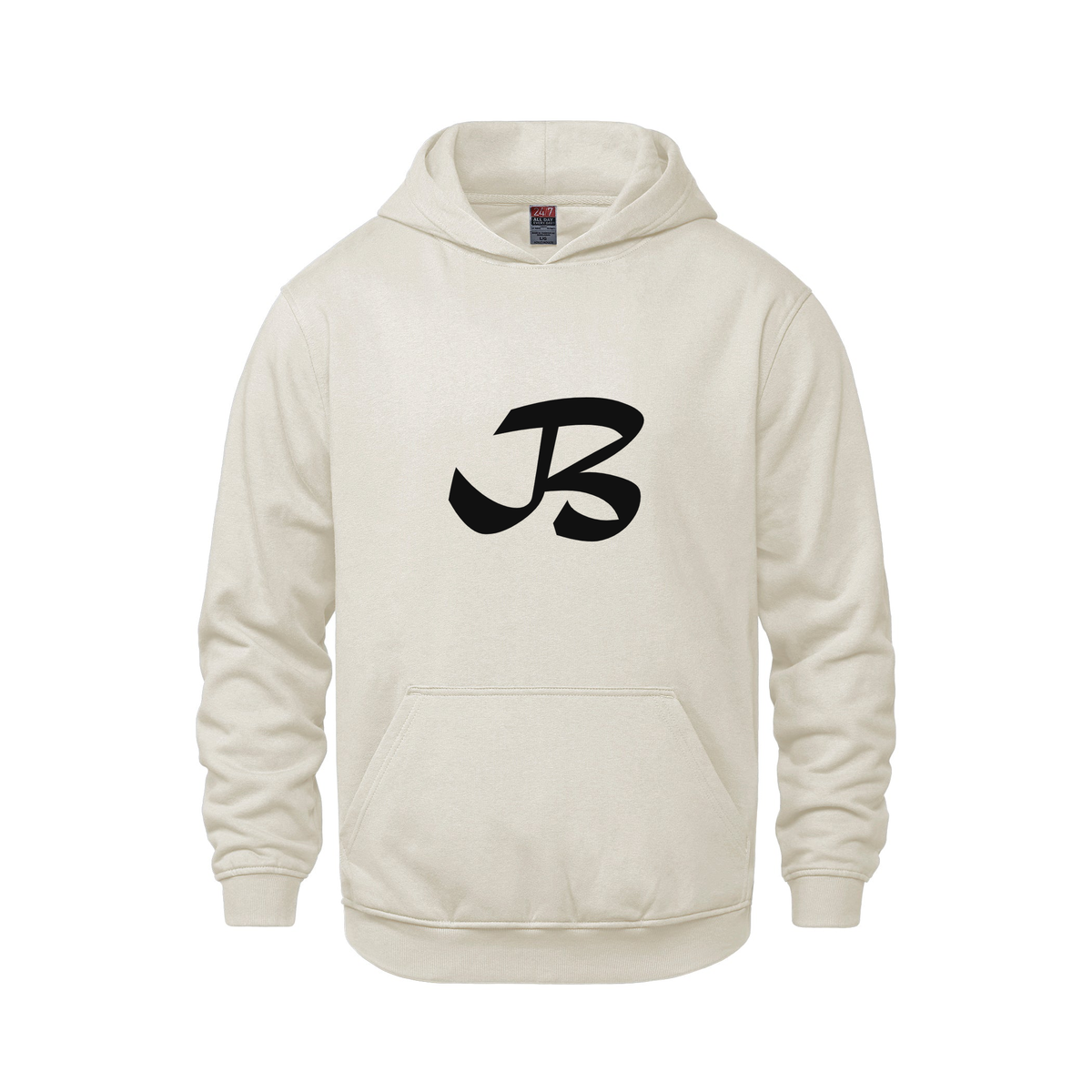 Alphabet B Hoodie 9 inch calligraphy Black ink, Ivory