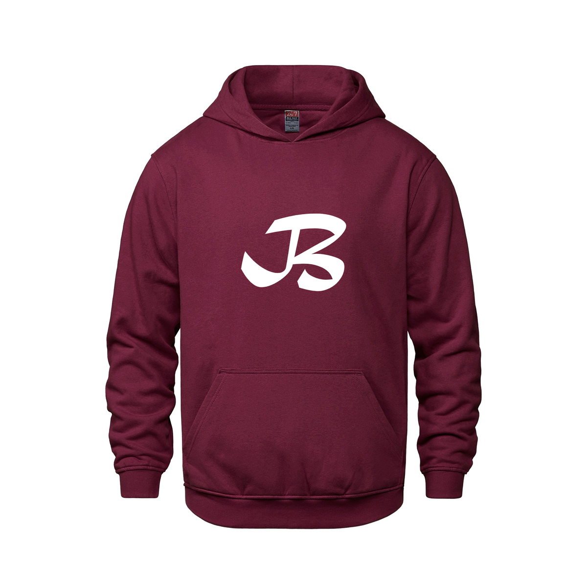 Alphabet B Hoodie 9 inch calligraphy White ink, Maroon