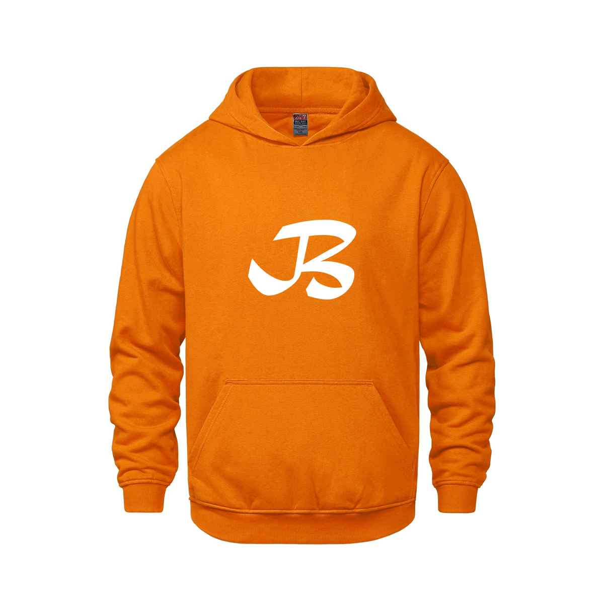 Alphabet B Hoodie 9 inch calligraphy White ink, Orange
