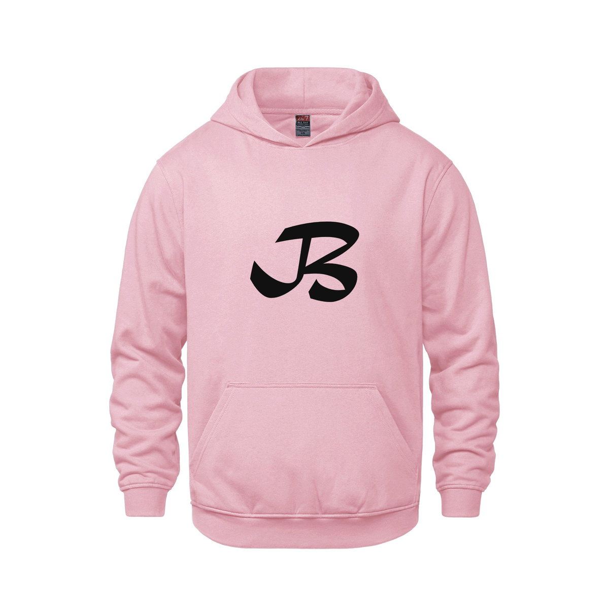 Alphabet B Hoodie 9 inch calligraphy Black ink, Pink