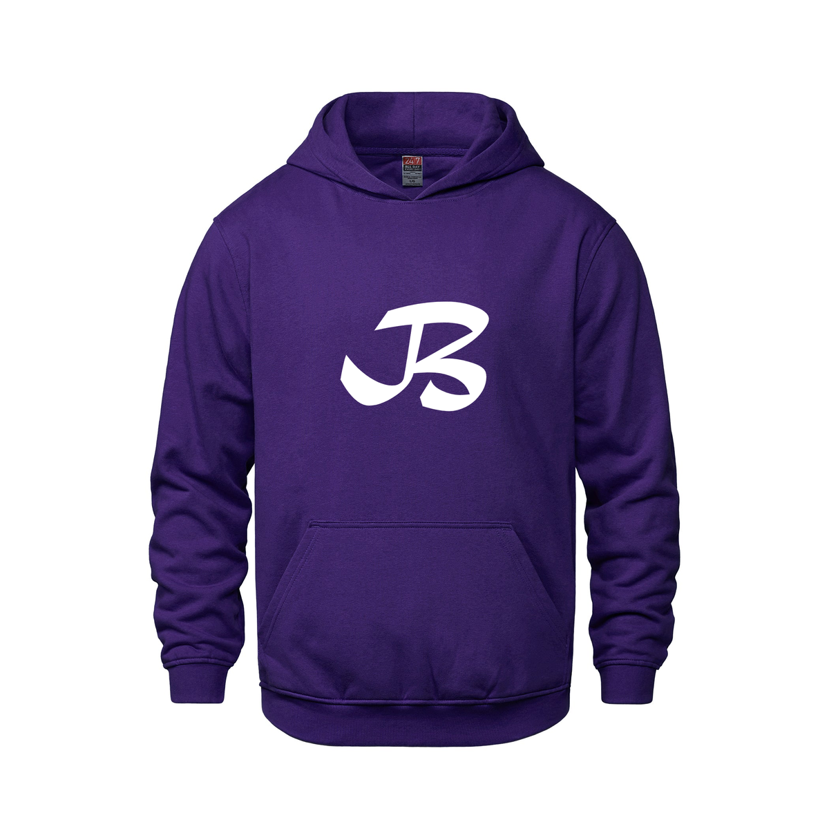 Alphabet B Hoodie 9 inch calligraphy White ink, Purple