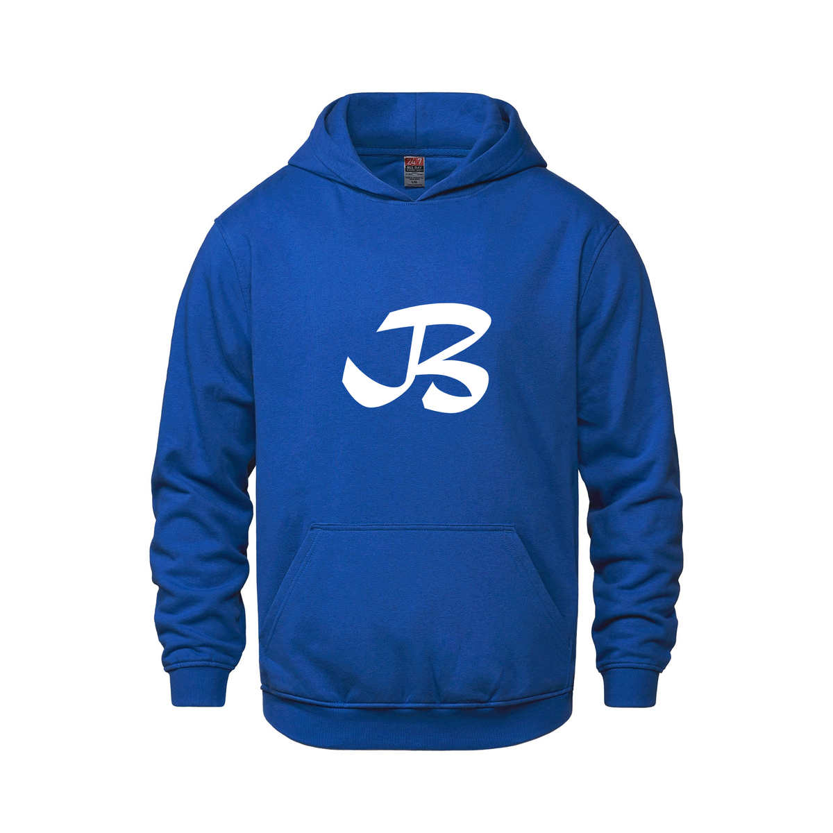 Alphabet B Hoodie 9 inch calligraphy White ink, Royal
