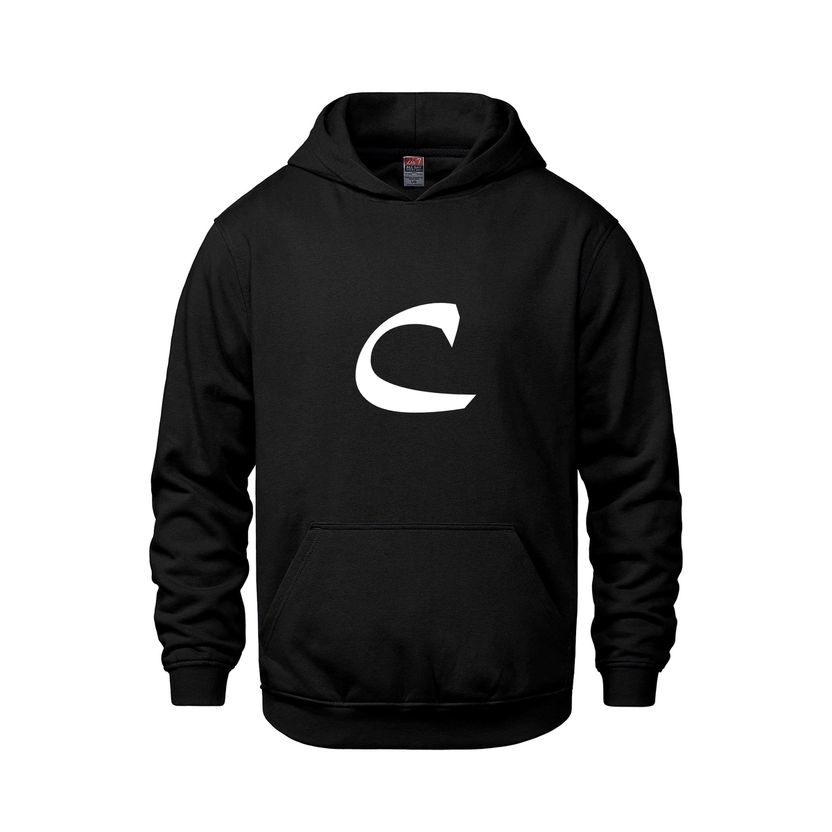 Alphabet C Hoodie 9 inch calligraphy White ink, Black