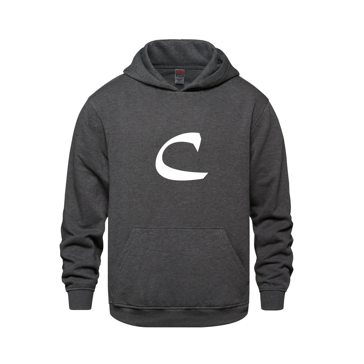 Alphabet C Hoodie 9 inch calligraphy White ink, Charcoal