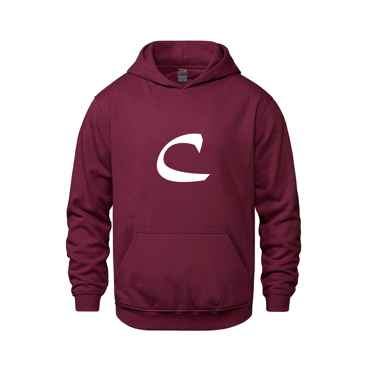 Alphabet C Hoodie 9 inch calligraphy White ink, Maroon
